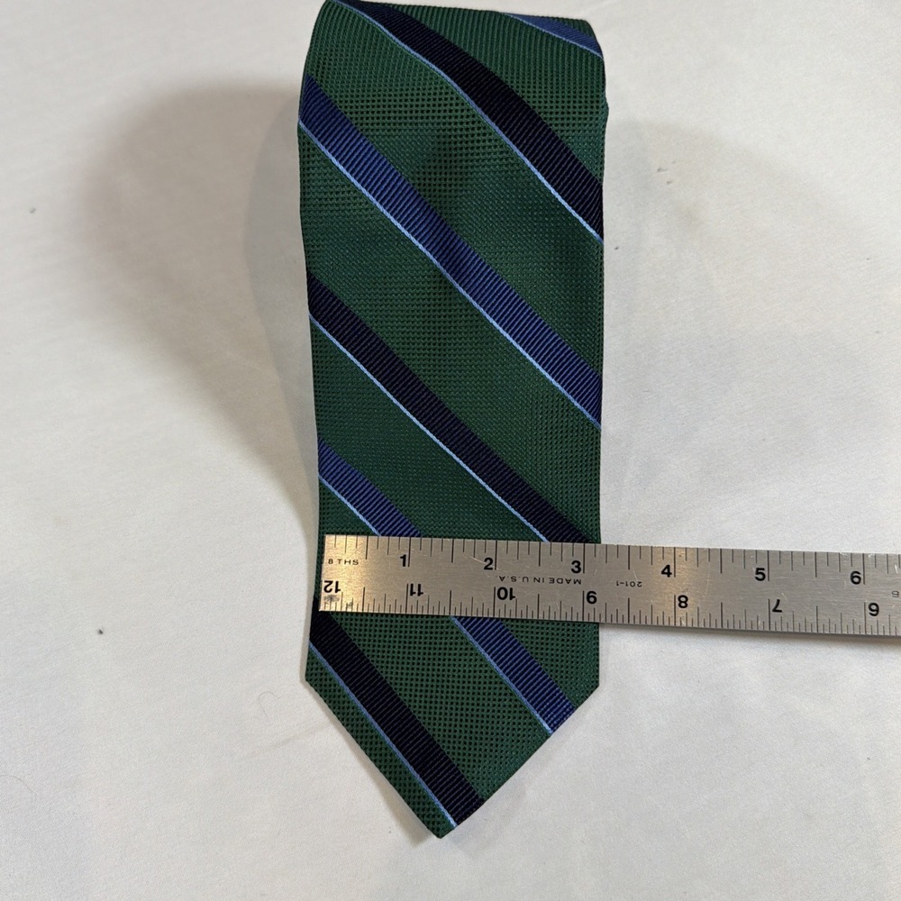 Brooks Brothers‎ Silk Tie NWT Green Blue Striped Regimental Made USA Classic - Picture 3 of 8